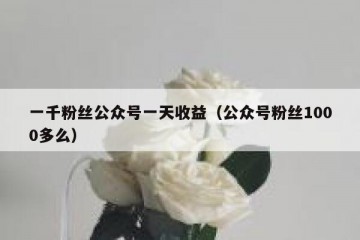 一千粉丝公众号一天收益（公众号粉丝1000多么）