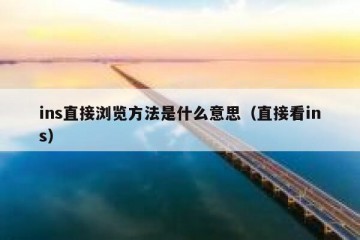 ins直接浏览方法是什么意思（直接看ins）