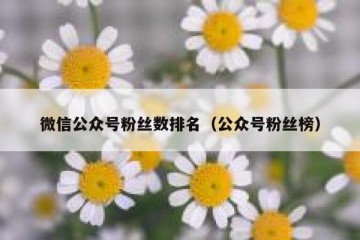 微信公众号粉丝数排名（公众号粉丝榜）