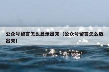 公众号留言怎么显示出来（公众号留言怎么放出来）
