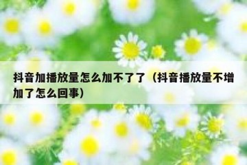 抖音加播放量怎么加不了了（抖音播放量不增加了怎么回事）