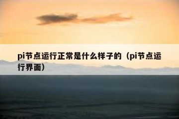 pi节点运行正常是什么样子的（pi节点运行界面）