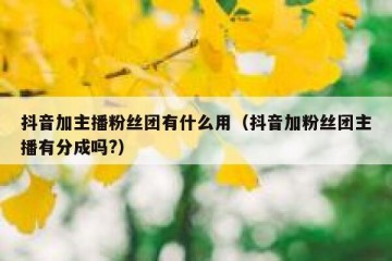 抖音加主播粉丝团有什么用（抖音加粉丝团主播有分成吗?）
