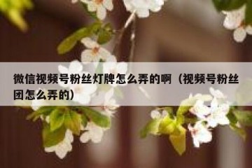 微信视频号粉丝灯牌怎么弄的啊（视频号粉丝团怎么弄的）