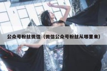 公众号粉丝微信（微信公众号粉丝从哪里来）