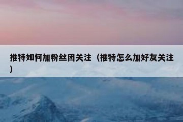 推特如何加粉丝团关注（推特怎么加好友关注）