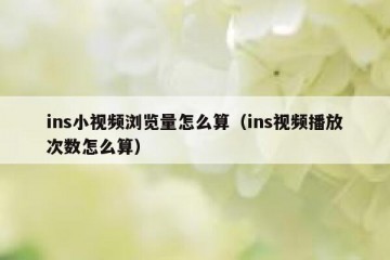 ins小视频浏览量怎么算（ins视频播放次数怎么算）