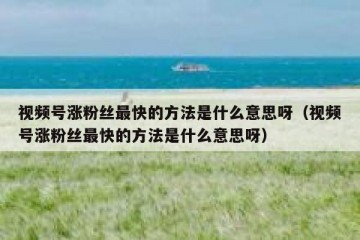 视频号涨粉丝最快的方法是什么意思呀（视频号涨粉丝最快的方法是什么意思呀）