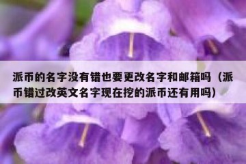 派币的名字没有错也要更改名字和邮箱吗（派币错过改英文名字现在挖的派币还有用吗）