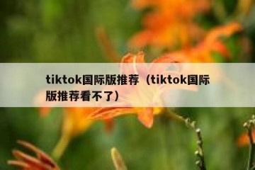 tiktok国际版推荐（tiktok国际版推荐看不了）