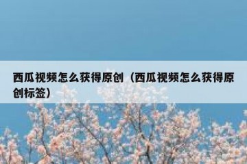 西瓜视频怎么获得原创（西瓜视频怎么获得原创标签）