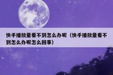快手播放量看不到怎么办呢（快手播放量看不到怎么办呢怎么回事）