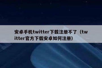 安卓手机twitter下载注册不了（twitter官方下载安卓如何注册）