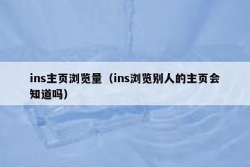 ins主页浏览量（ins浏览别人的主页会知道吗）