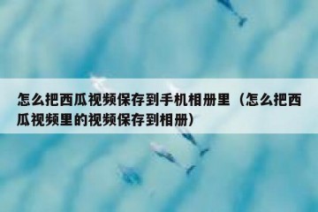 怎么把西瓜视频保存到手机相册里（怎么把西瓜视频里的视频保存到相册）