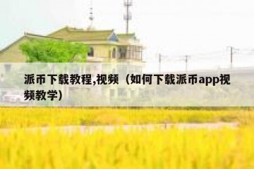 派币下载教程,视频（如何下载派币app视频教学）