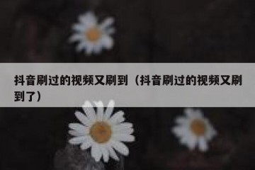 抖音刷过的视频又刷到（抖音刷过的视频又刷到了）