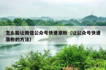 怎么能让微信公众号快速涨粉（让公众号快速涨粉的方法）