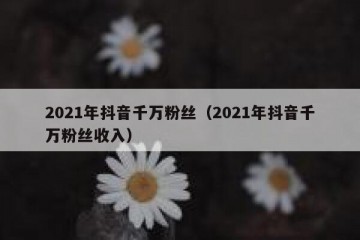 2021年抖音千万粉丝（2021年抖音千万粉丝收入）