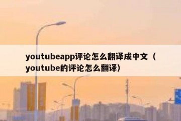 youtubeapp评论怎么翻译成中文（youtube的评论怎么翻译）