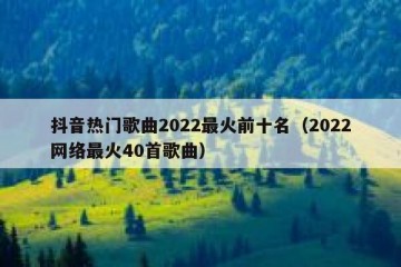 抖音热门歌曲2022最火前十名（2022网络最火40首歌曲）