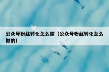 公众号粉丝转化怎么做（公众号粉丝转化怎么做的）