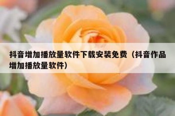 抖音增加播放量软件下载安装免费（抖音作品增加播放量软件）