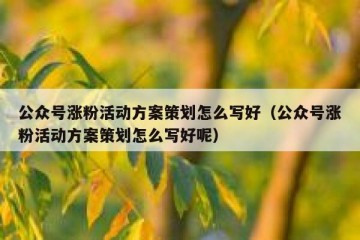 公众号涨粉活动方案策划怎么写好（公众号涨粉活动方案策划怎么写好呢）