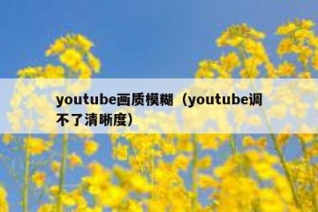 youtube画质模糊（youtube调不了清晰度）