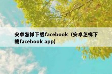 安卓怎样下载facebook（安卓怎样下载facebook app）