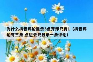为什么抖音评论显示3点开却只有1（抖音评论有三条,点进去只显示一条评论）