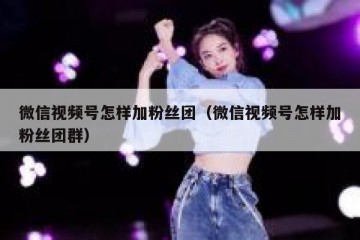 微信视频号怎样加粉丝团（微信视频号怎样加粉丝团群）