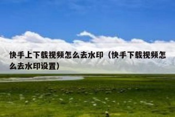 快手上下载视频怎么去水印（快手下载视频怎么去水印设置）