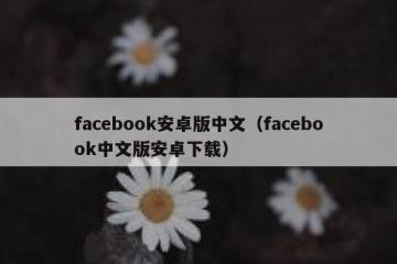facebook安卓版中文（facebook中文版安卓下载）