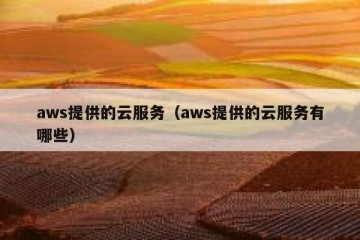 aws提供的云服务（aws提供的云服务有哪些）