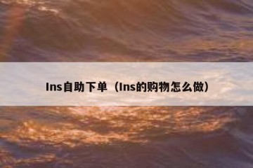 Ins自助下单（Ins的购物怎么做）