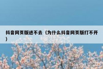 抖音网页版进不去（为什么抖音网页版打不开）