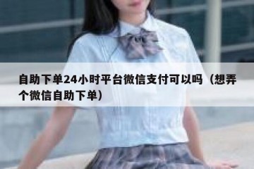 自助下单24小时平台微信支付可以吗（想弄个微信自助下单）
