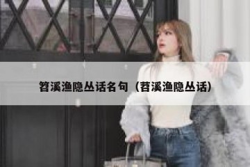 笤溪渔隐丛话名句（苕溪渔隐丛话）