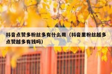 抖音点赞多粉丝多有什么用（抖音里粉丝越多点赞越多有钱吗）