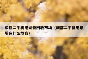 成都二手机电设备回收市场（成都二手机电市场在什么地方）