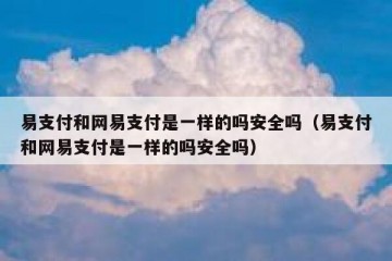 易支付和网易支付是一样的吗安全吗（易支付和网易支付是一样的吗安全吗）