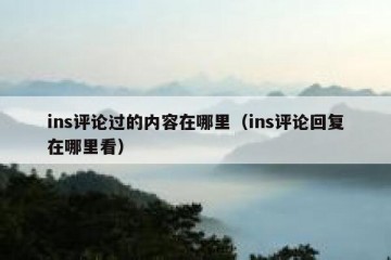 ins评论过的内容在哪里（ins评论回复在哪里看）