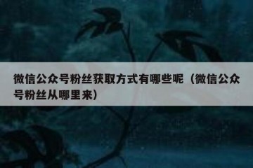 微信公众号粉丝获取方式有哪些呢（微信公众号粉丝从哪里来）