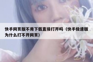 快手网页版不用下载直接打开吗（快手极速版为什么打不开网页）
