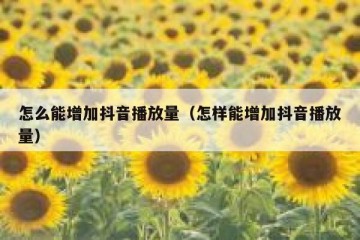 怎么能增加抖音播放量（怎样能增加抖音播放量）