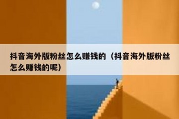 抖音海外版粉丝怎么赚钱的（抖音海外版粉丝怎么赚钱的呢）