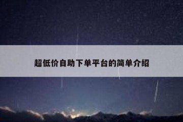 超低价自助下单平台的简单介绍