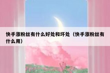 快手涨粉丝有什么好处和坏处（快手涨粉丝有什么用）