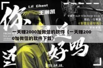 一天赚2000加微信的软件（一天赚2000加微信的软件下载）
